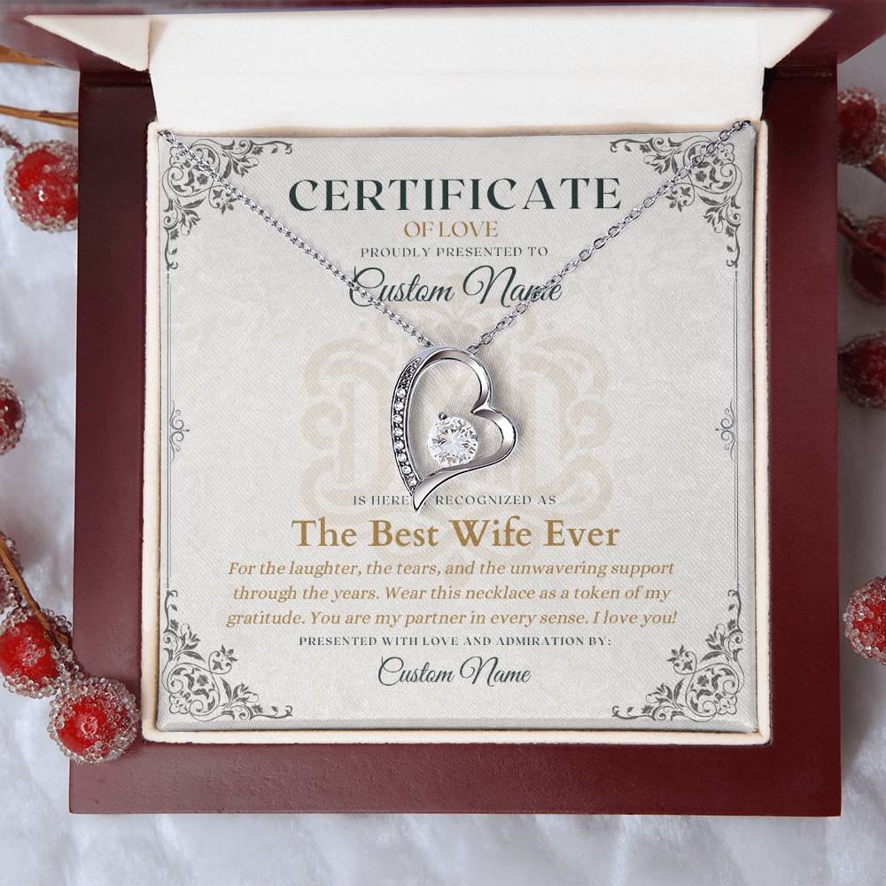 The Best Wife Ever - Certificate of Love - Necklaces For Wife