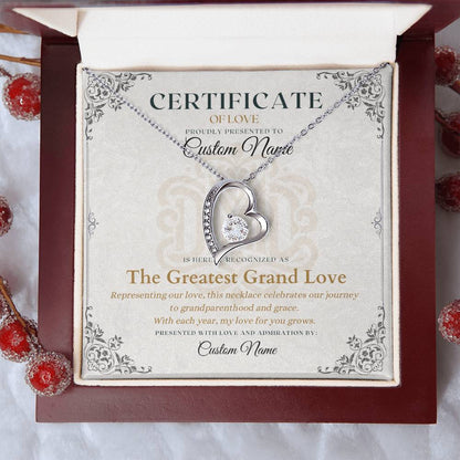 The Greatest Grand Love - Certificate of Love - Necklaces For Wife