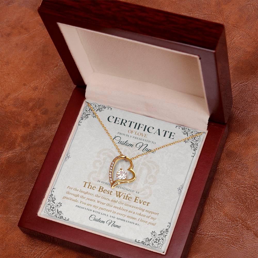 The Best Wife Ever - Certificate of Love - Necklaces For Wife