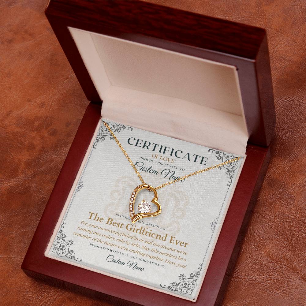 The Best Girlfriend Ever - Certificate of Love - Necklaces For Girlfriend