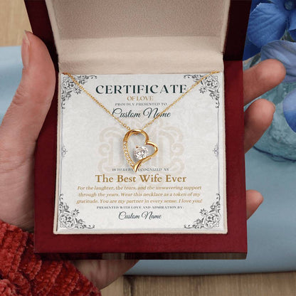 The Best Wife Ever - Certificate of Love - Necklaces For Wife