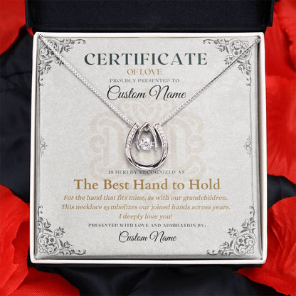 Best Hand To Hold - Certificate of Love - Necklaces For Wife