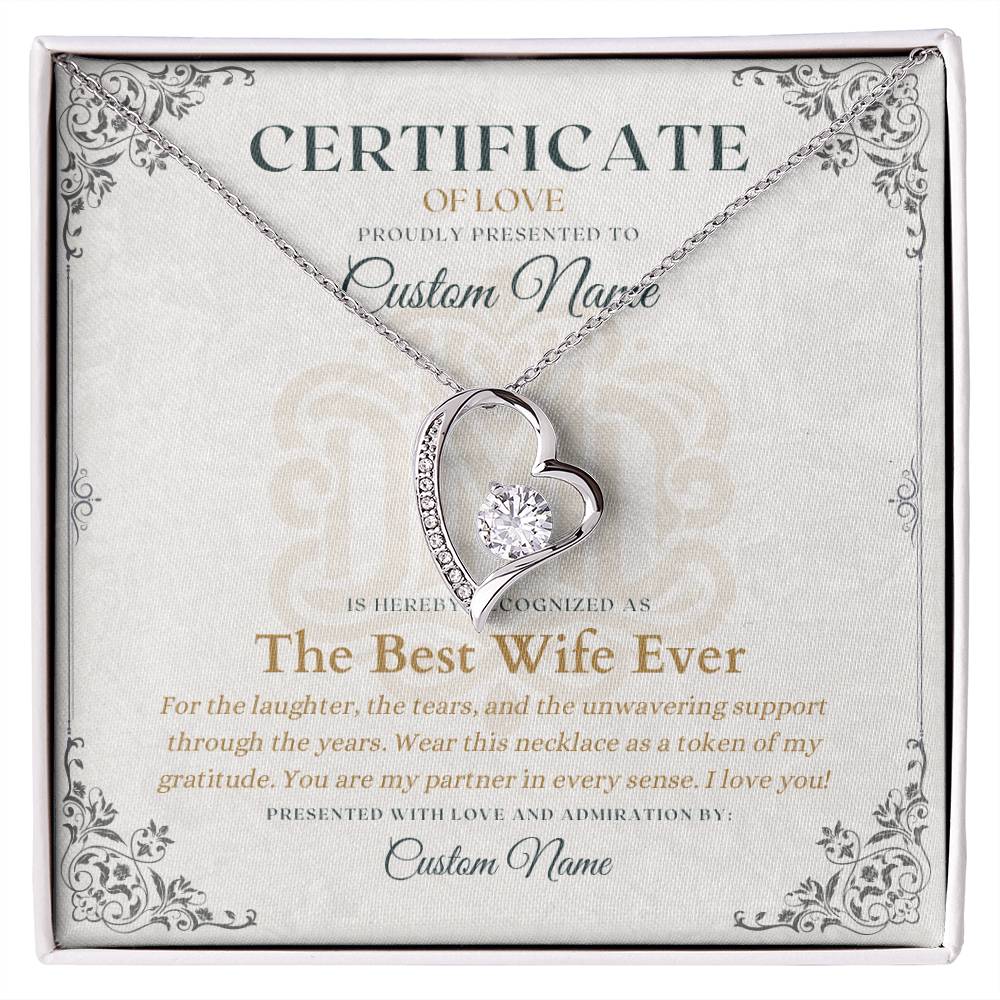 The Best Wife Ever - Certificate of Love - Necklaces For Wife