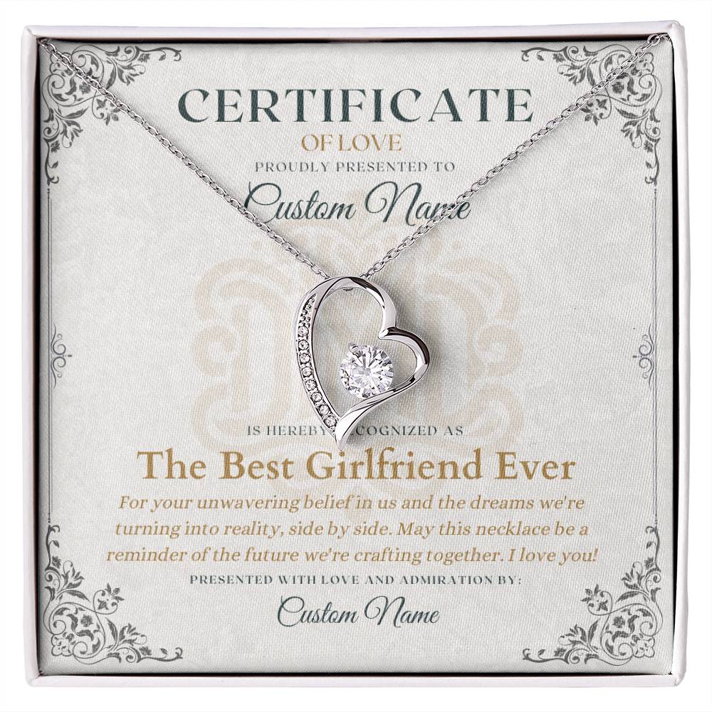 The Best Girlfriend Ever - Certificate of Love - Necklaces For Girlfriend