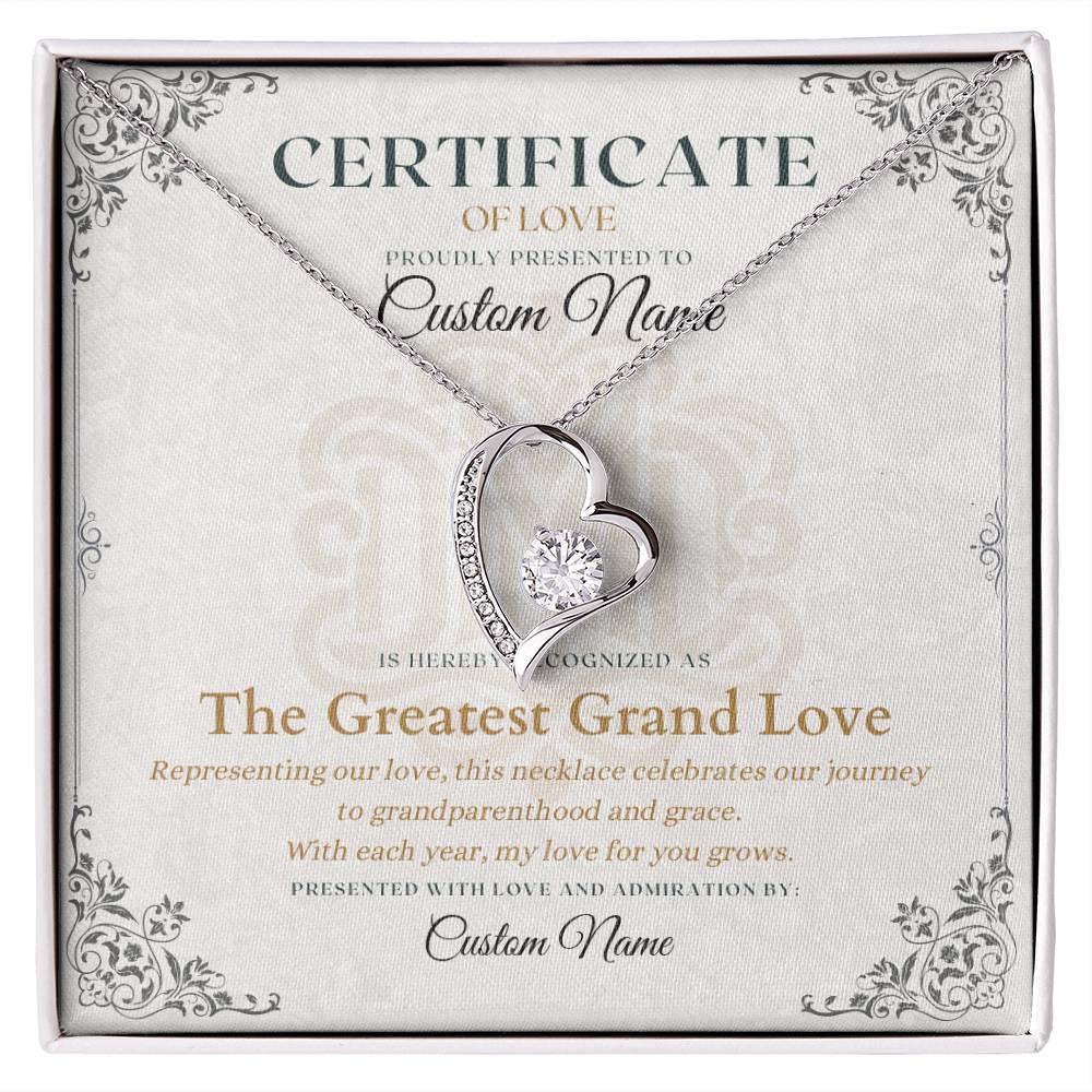 The Greatest Grand Love - Certificate of Love - Necklaces For Wife