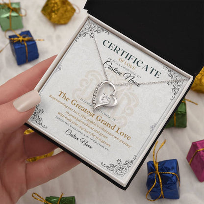 The Greatest Grand Love - Certificate of Love - Necklaces For Wife