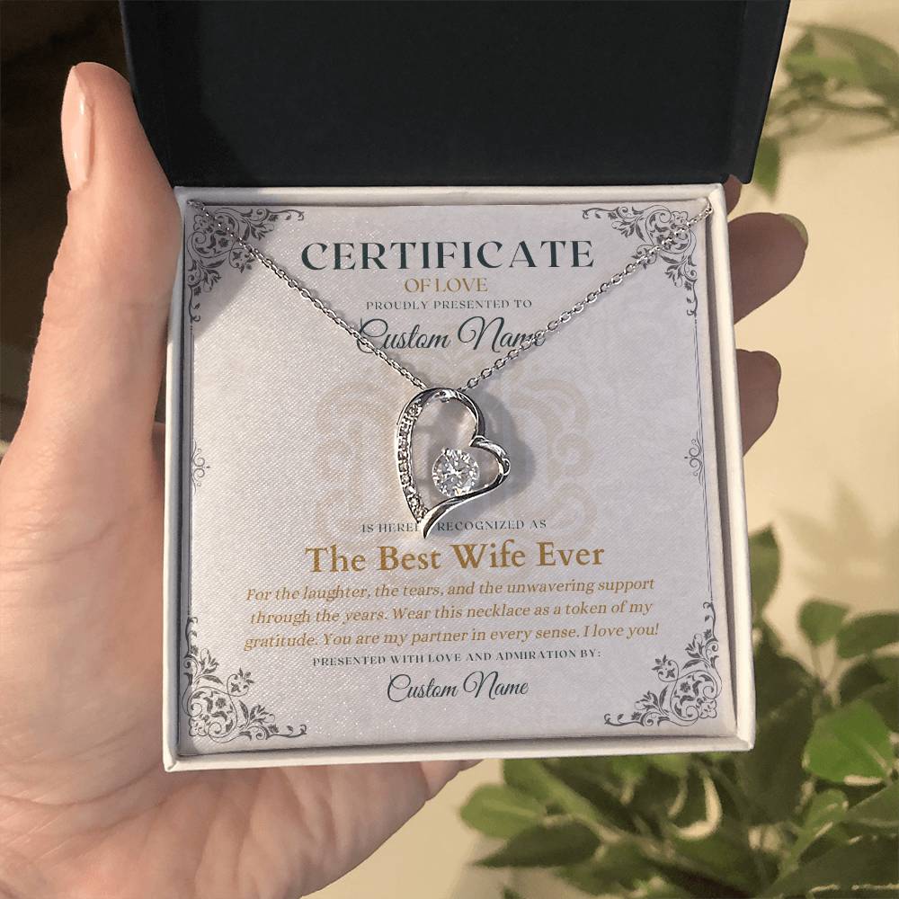 The Best Wife Ever - Certificate of Love - Necklaces For Wife