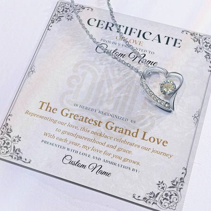 The Greatest Grand Love - Certificate of Love - Necklaces For Wife