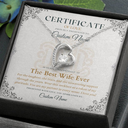 The Best Wife Ever - Certificate of Love - Necklaces For Wife