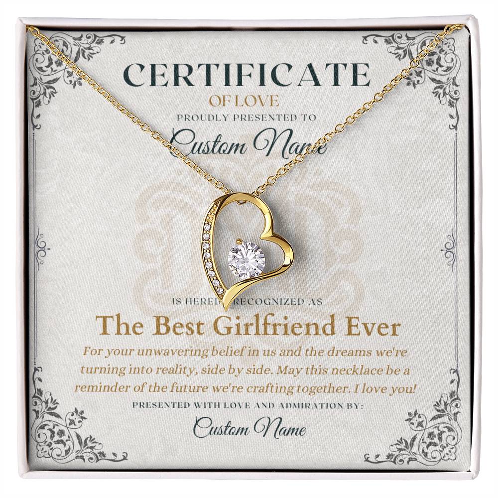 The Best Girlfriend Ever - Certificate of Love - Necklaces For Girlfriend