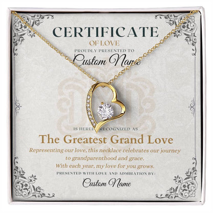 The Greatest Grand Love - Certificate of Love - Necklaces For Wife