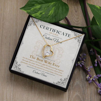 The Best Wife Ever - Certificate of Love - Necklaces For Wife