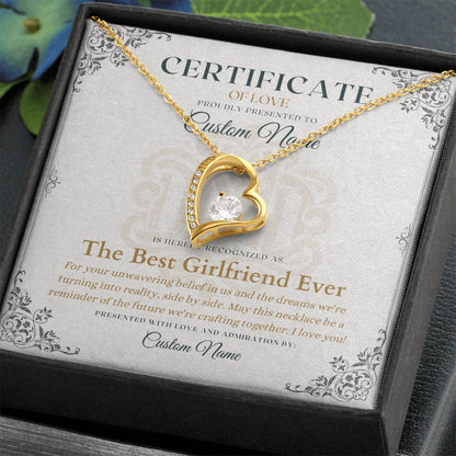 The Best Girlfriend Ever - Certificate of Love - Necklaces For Girlfriend